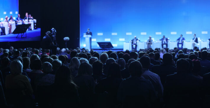 Audience at the conference hall. Business Conference and Presentation