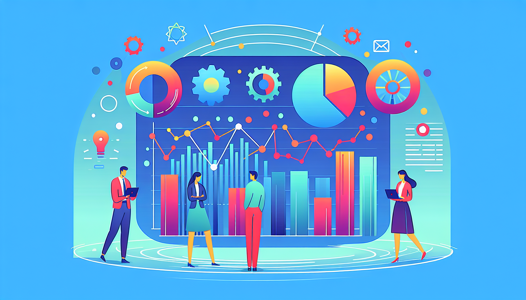 Illustrate the concept of effective data usage for intelligent decision-making. This image should be colorful and modern, with no text incorporated.